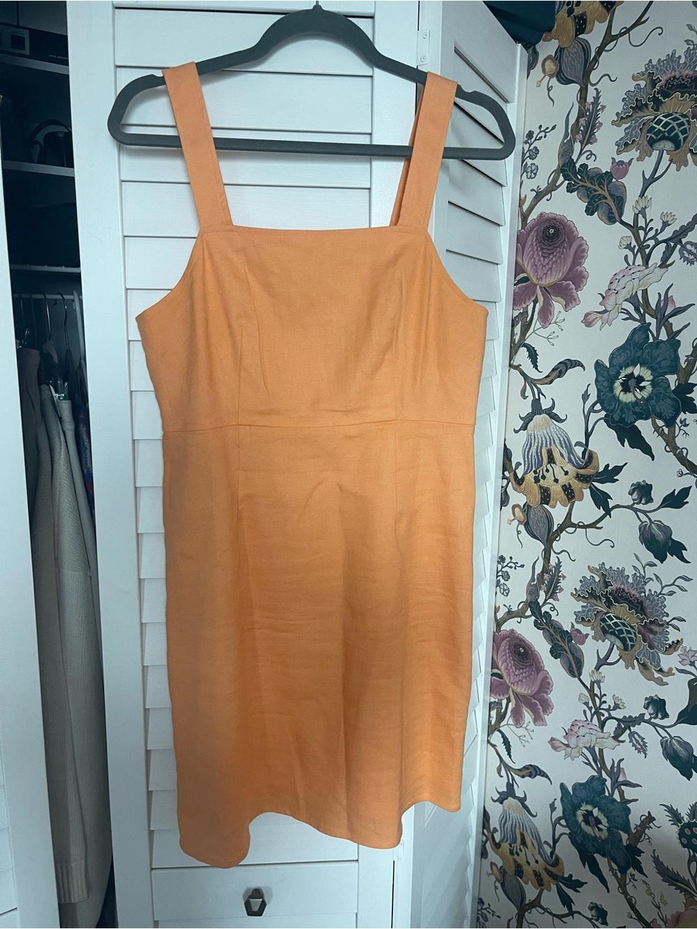 J. Crew Linen Blend Square-Neck Mini Dress in Orange